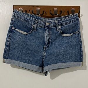 wild fable Dark Wash Denim Cuffed Jean Shorts - Blue